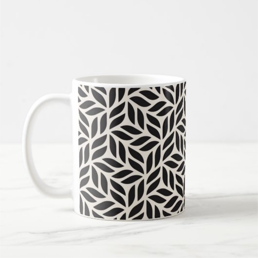 Koffie Mok - Zwart-wit blad Design Pattern (Links)