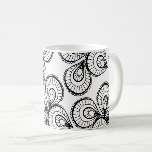 Koffie Mok - Zwart-wit Design Pattern (Voorkant rechts)