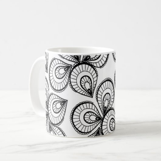 Koffie Mok - Zwart-wit Design Pattern (Voorkant links)