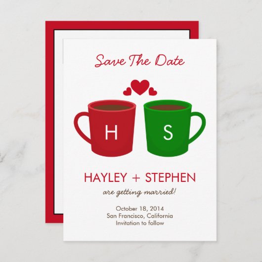 Koffie mokken Bewaar de datum Kaart (Voorkant / Achterkant)