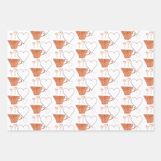 Koffie mokken in liefde Boho Art Inpakpapier Vel (Voorkant 3)