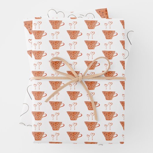 Koffie mokken in liefde Boho Art Inpakpapier Vel (In situ)