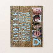 Koffie motivatie 4 foto bruin blauw legpuzzel (Verticaal)