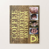Koffie motivatie 4 foto bruin geel legpuzzel (Verticaal)