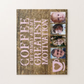 Koffie motivatie 4 foto bruin roze legpuzzel (Verticaal)