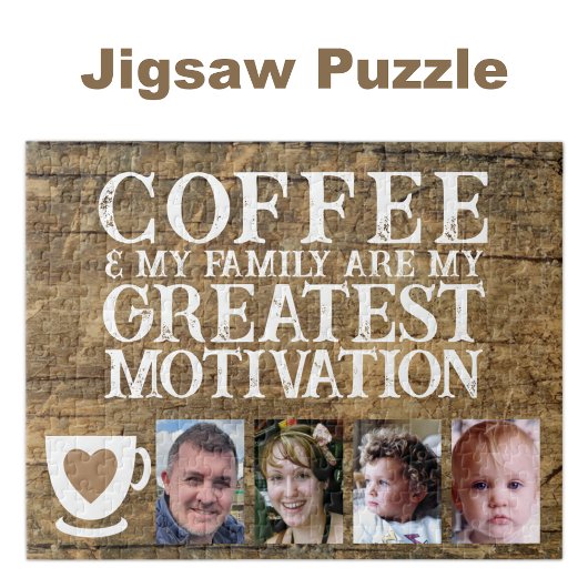 Koffie motivatie 4 foto bruin wit legpuzzel