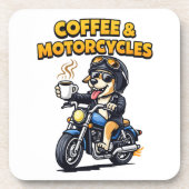 Koffie & Motorfietsen Hond Biker Kunstwerk Bier Onderzetter (Voorkant)