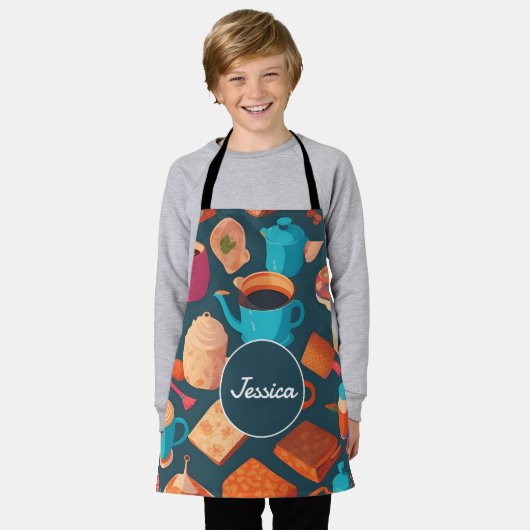 koffie Mozaïek Kleurrijk Gepersonaliseerd Patroon Schort (Gedragen)