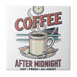 Koffie na middernacht Retro Motel keramische tegel Tegeltje