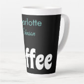 Koffie | Naam Blauwgroen stijlvolle zwarte typogra Latte Mok (Rechterhoek)