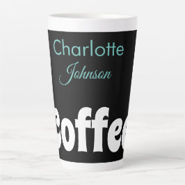 Koffie | Naam Blauwgroen stijlvolle zwarte typogra Latte Mok