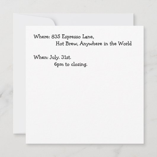 Koffie Nectar van de Goden! Kaart (Achterkant)