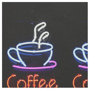Koffie Neon teken koffiekop en tekststof Stof