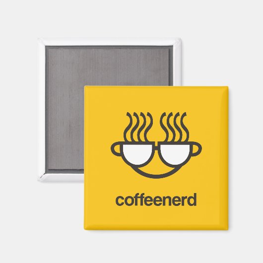 Koffie Nerd gele magneet (Voorkant / Achterkant)