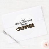 Koffie nodig - Computer Scientist Ronde Sticker (Envelop)