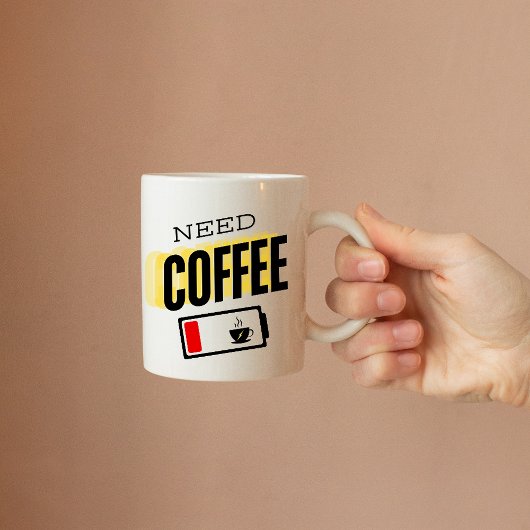 Koffie nodig: lage batterij koffiemok