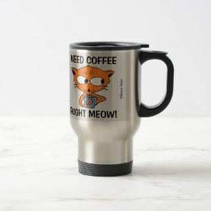 Koffie Nodig, Nu! Grappige Kattengrap Rvs Reisbeker