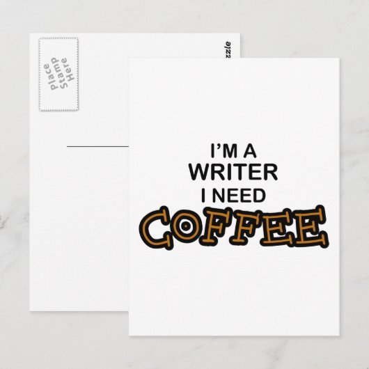 Koffie nodig - schrijver briefkaart (Voorkant / Achterkant)