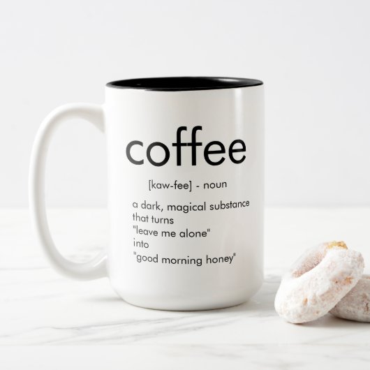 koffie - noun - tweekleurige koffiemok (Met donut)