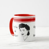 Koffie nu en wijn later Mok stijl retro (Voorkant links)