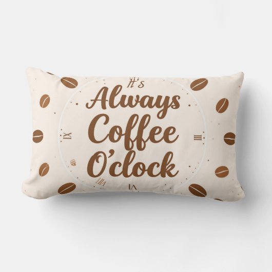 Koffie O'Clock Kussen - Grappige Koffietijd Kussen (Voorkant)