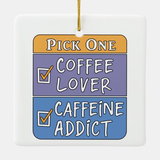 Koffie of cafeïne keramisch ornament (Achterkant)