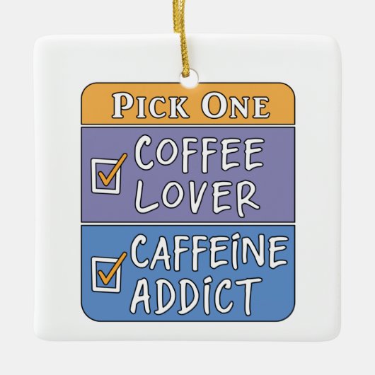 Koffie of cafeïne keramisch ornament (Voorkant)