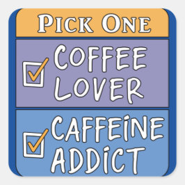 Koffie of cafeïne vierkante sticker