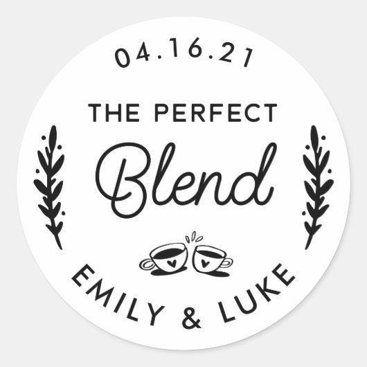 Koffie of thee bruiloft Sticker, de perfecte mix Ronde Sticker (Voorkant)