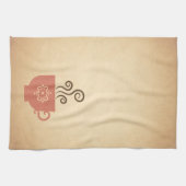 Koffie of thee kopje op verouderde papieren achter theedoek (Horizontaal)