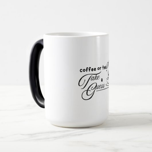 Koffie of thee? magische mok (Voorkant links)