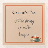 Koffie of Thee voorkeuren kopje thee Aanpassen Glazen Onderzetter (Voorkant)