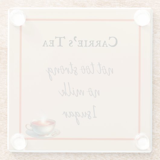 Koffie of Thee voorkeuren kopje thee Aanpassen Glazen Onderzetter (Achterkant)