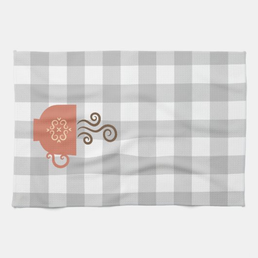 Koffie- of theebeker met grijze buffels theedoek (Horizontaal)