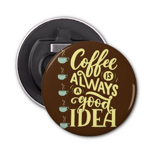 koffie-offerte button flesopener (Voorkant)