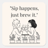 koffie-offerte vierkante sticker (Voorkant)