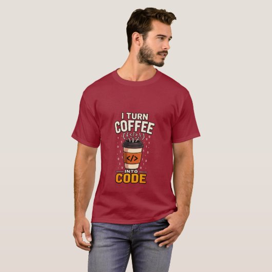 Koffie om te Coden Programmawer T-shirt (Voorkant volledig)