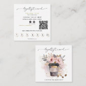 *~* Koffie om te gaan bloemenroze Rewards QR Klantenkaartje (Voorkant / Achterkant)