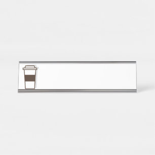 Koffie om te gaan bureau naambordje