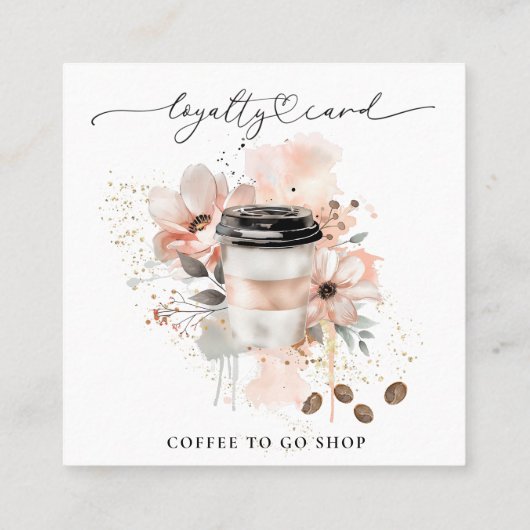 *~* Koffie om te gaan - Glitter Heart QR Rewards F Klantenkaartje (Achterkant)