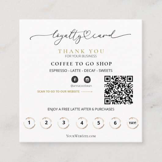 *~* Koffie om te gaan - Glitter Heart QR Rewards F Klantenkaartje (Voorkant)