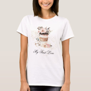 *~* Koffie om te gaan mijn eerste liefde Floral Bo T-shirt