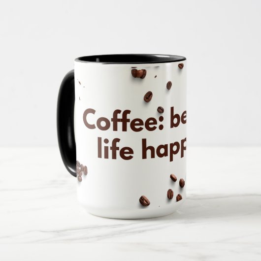 Koffie: omdat het leven gebeurt. mok (Voorkant links)