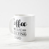 Koffie omdat het toevoegen moeilijk is koffiemok (Voorkant links)