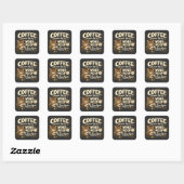 Koffie Omdat Kat Me Wakker Maakte Vierkante Sticker (Vel)
