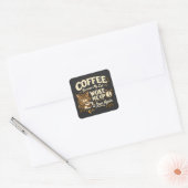 Koffie Omdat Kat Me Wakker Maakte Vierkante Sticker (Envelop)