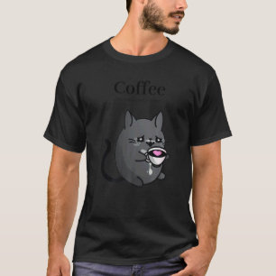 Koffie Omdat Moord Verkeerd is Zwarte Kat Drinkt C T-shirt