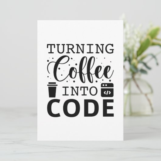 Koffie omzetten in code bedankkaart (Staand voorkant)