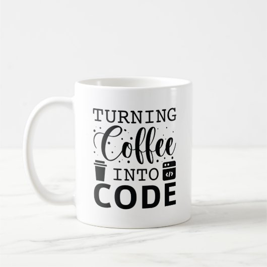 Koffie omzetten in code koffiemok (Links)
