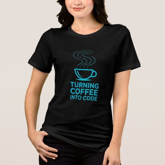 Koffie omzetten in Code Programmer Humor Design Tri-Blend Shirt (Voorkant)